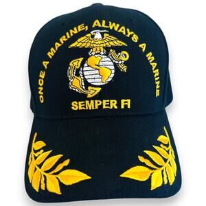 Marines Strapback Hat Semper Fi Once a Marine, Always a Marine 100% Acrylic